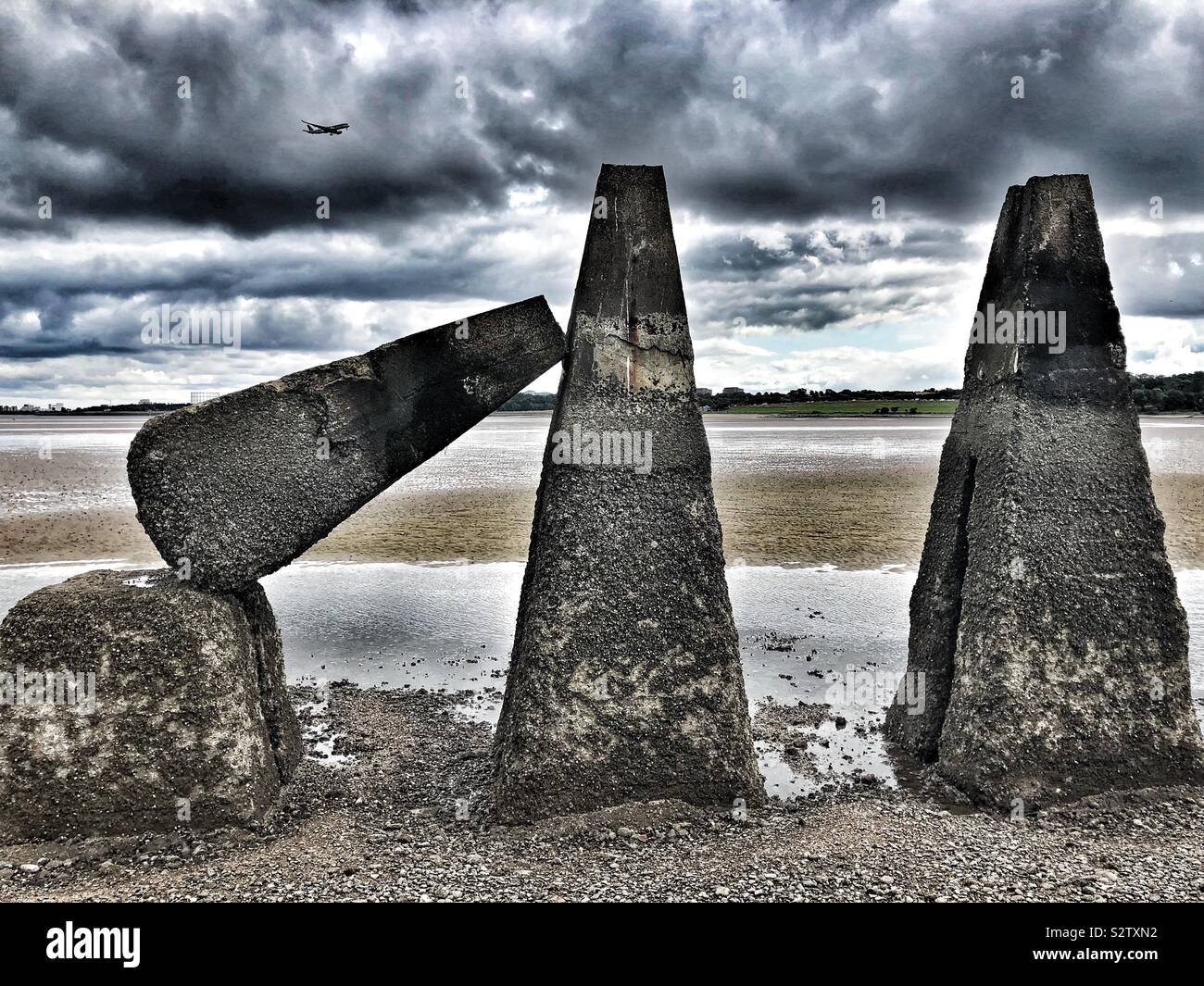 Cramond Causeway at low tide, Edinburgh - Smartphone Captured Stock Image