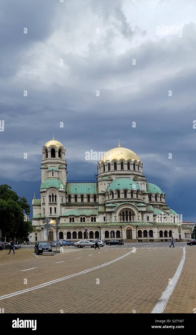 The saint Aleksandar Nevski cathedral in Sofia Bulgaria. - Smartphone Captured Stock Image