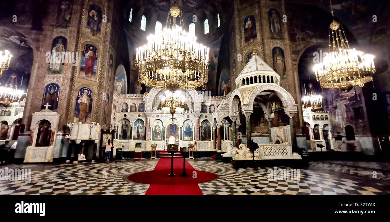 Inside the saint Aleksandar Nevski in Sofia, Bulgaria. - Smartphone Captured Stock Image