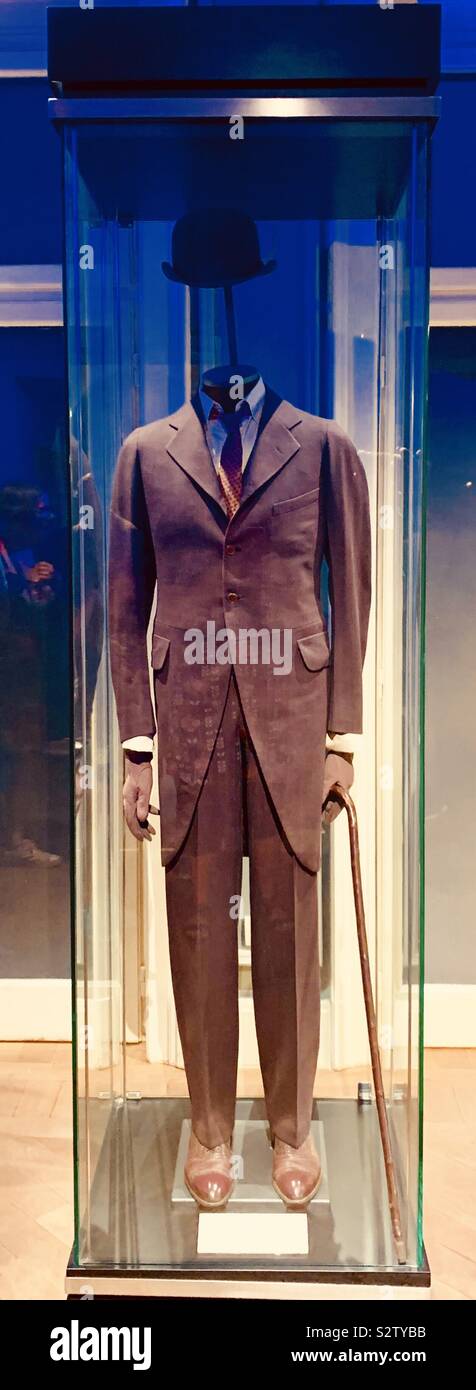 Nikola Tesla’s suit on display at the Nikola Tesla museum in Belgrade. - Smartphone Captured Stock Image