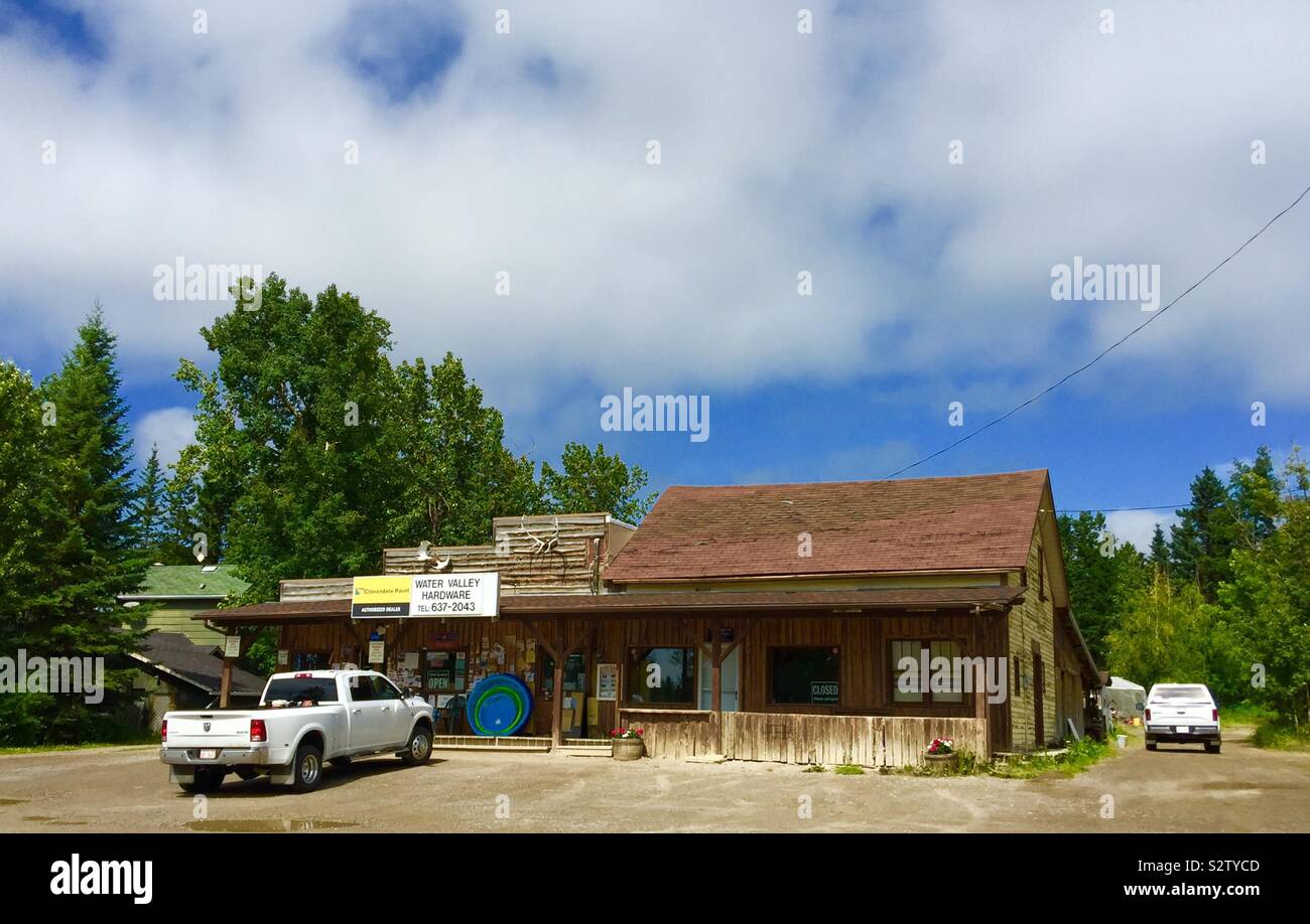 WATERVALLEY HARDWARE STORE, Water Valley, Alberta, Canada Stock Photo