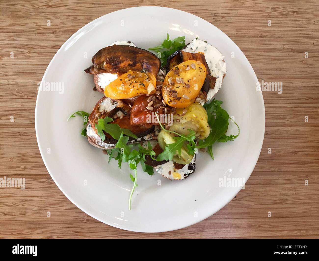 Open aubergine sandwich Stock Photo - Alamy