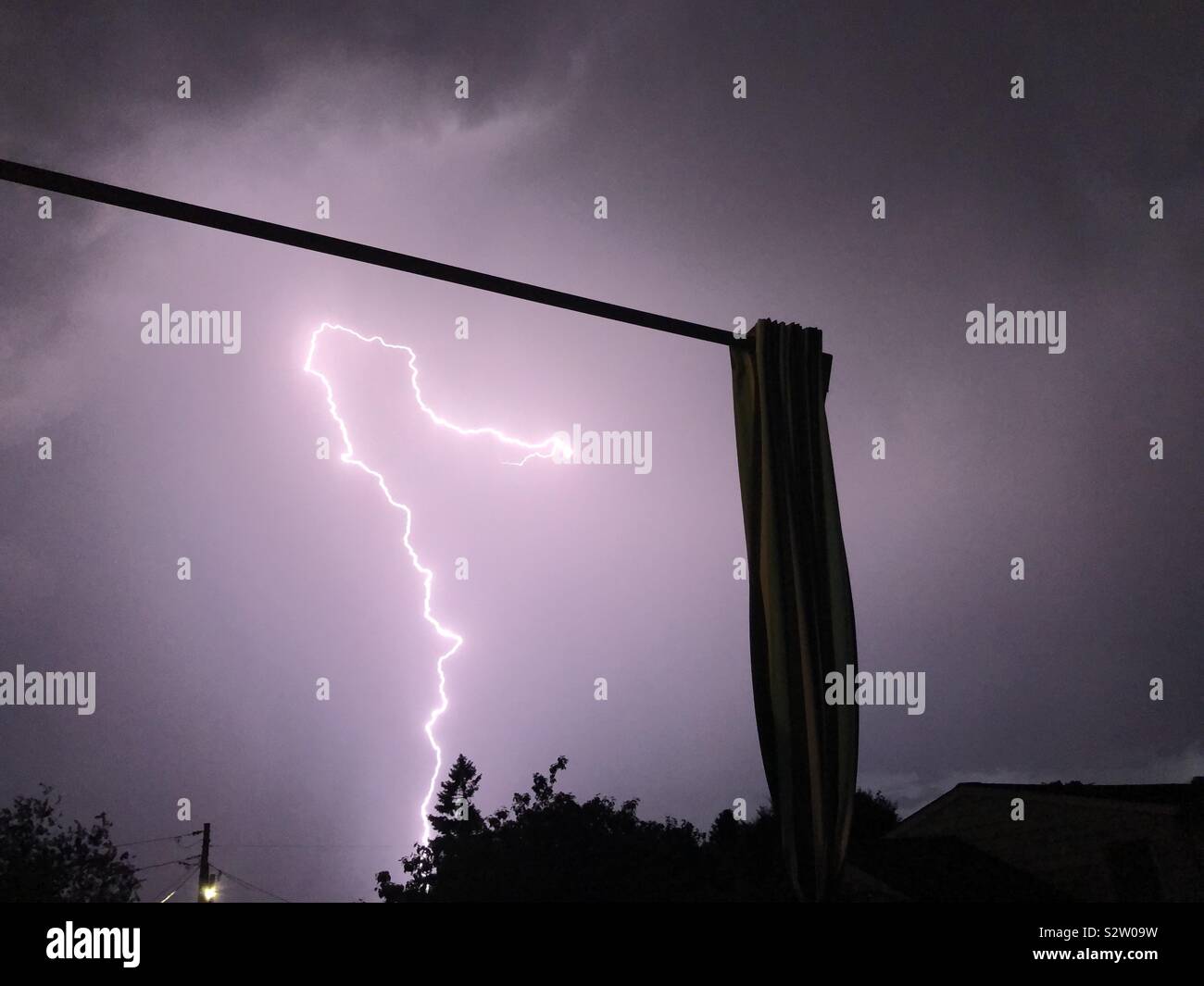 Amazing lightning strike during a thunder storm Stock Photo