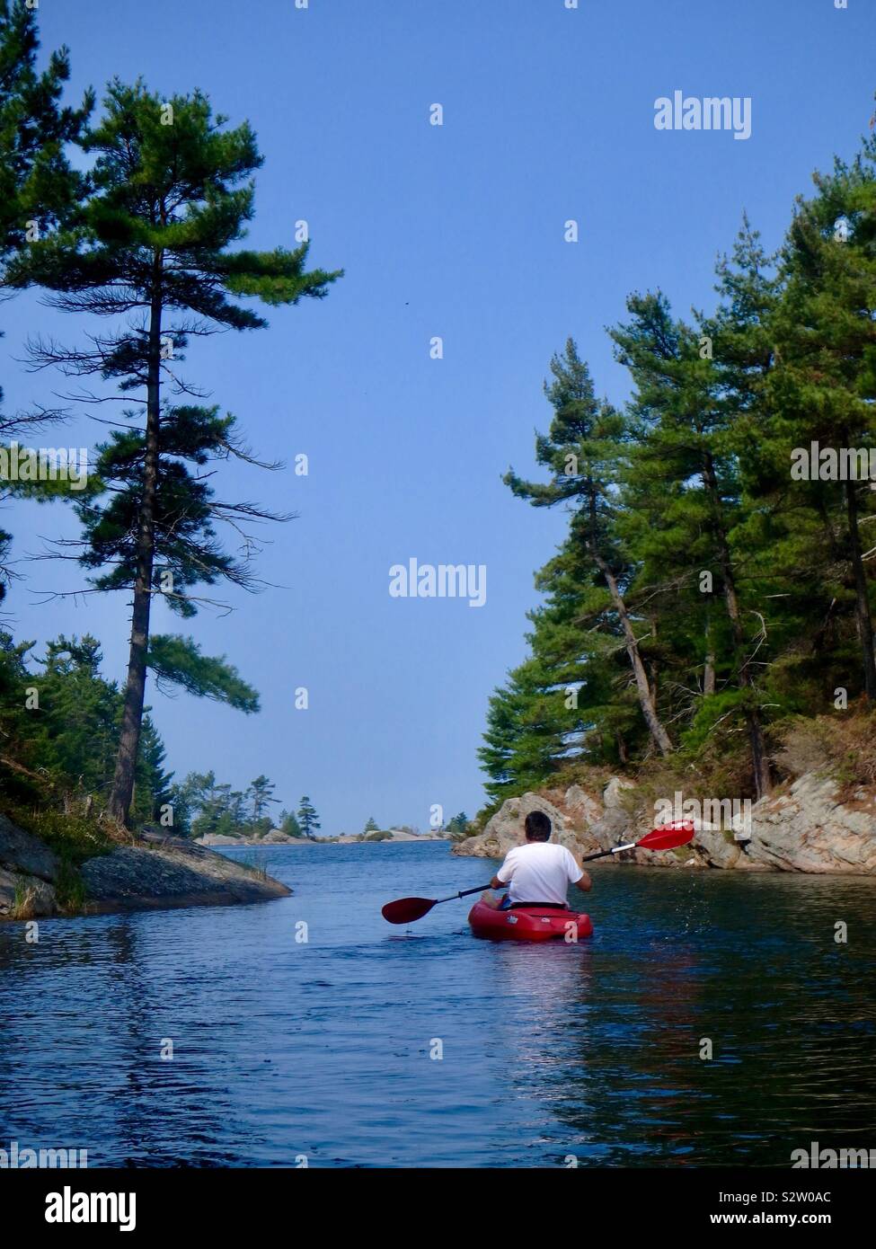 Kayaking in Bay Canada Stock Photo Alamy
