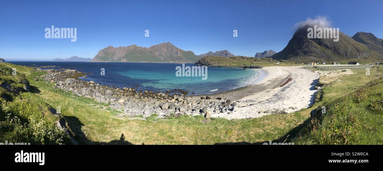 Panoramic landscape of Bo in Vesteralen, Norway. Stock Photo
