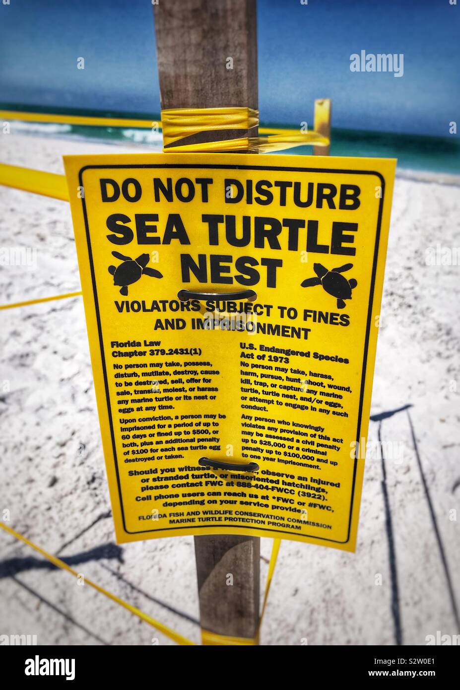 Do Not Disturb - Sea Turtle Nest - Anna Maria Island, Florida USA - Smartphone Captured Stock Image