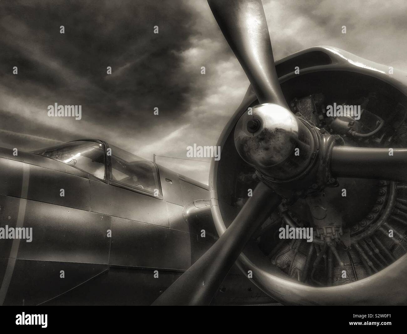 Vintage airplane in sepia tone - Smartphone Captured Stock Image