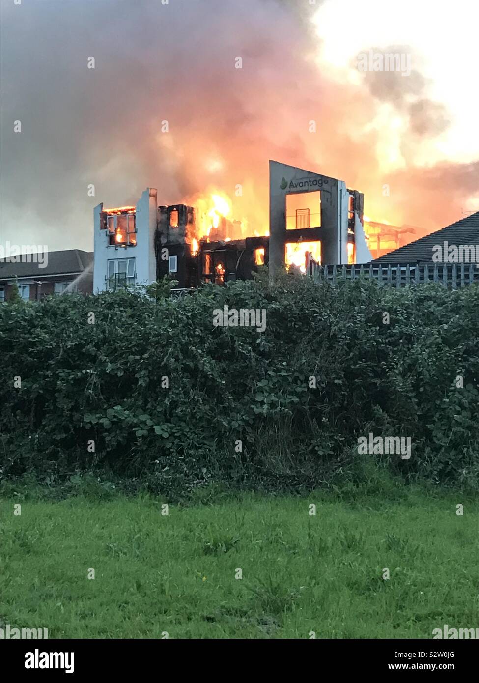 Massive Fire at crewe retirement complex, Crewe, Cheshire, U.K. Stock Photo
