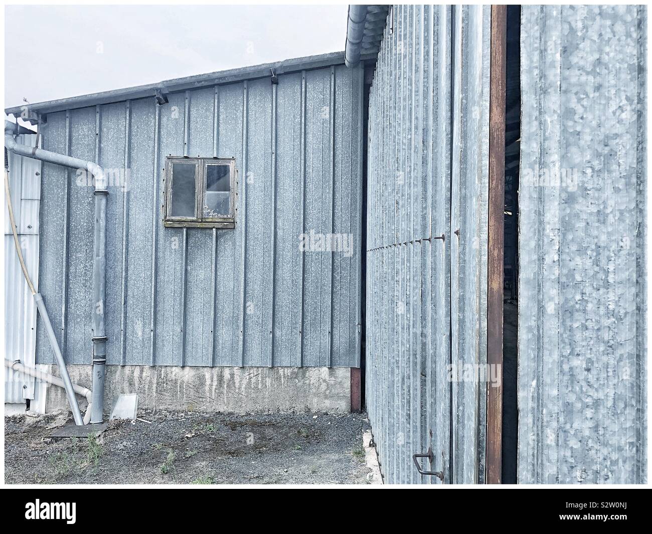 Industrial Corrugated tin building Stock Photo