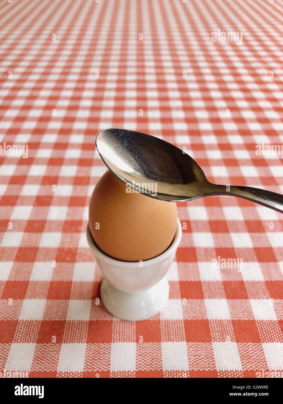 Boiled egg with spoon - Smartphone Captured Stock Image