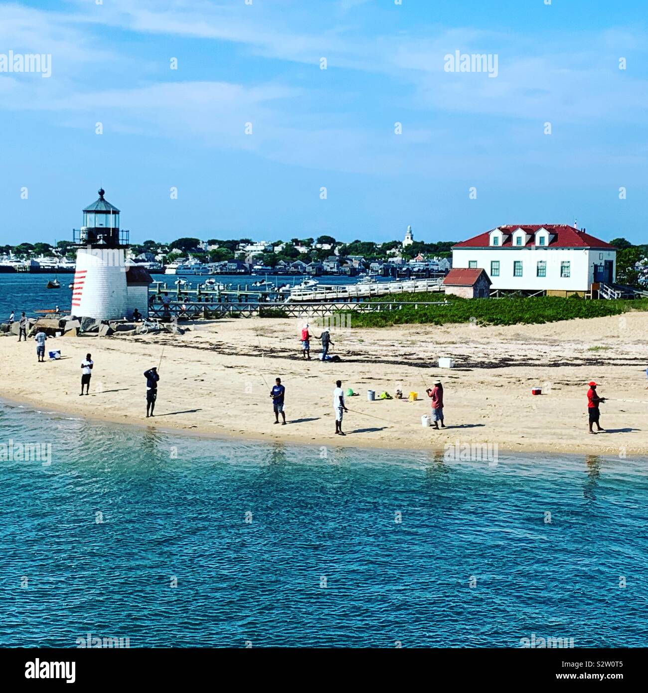Brant Point Lighthouse seen from the water, Nantucket, Massachusetts, United States - Smartphone Captured Stock Image