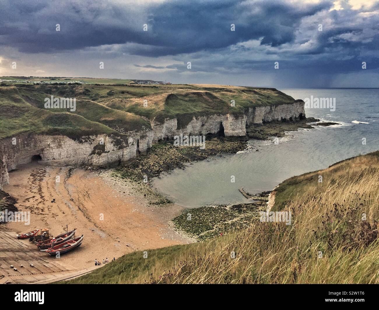 A view of North Landing at Flamborough Head. - Smartphone Captured Stock Image