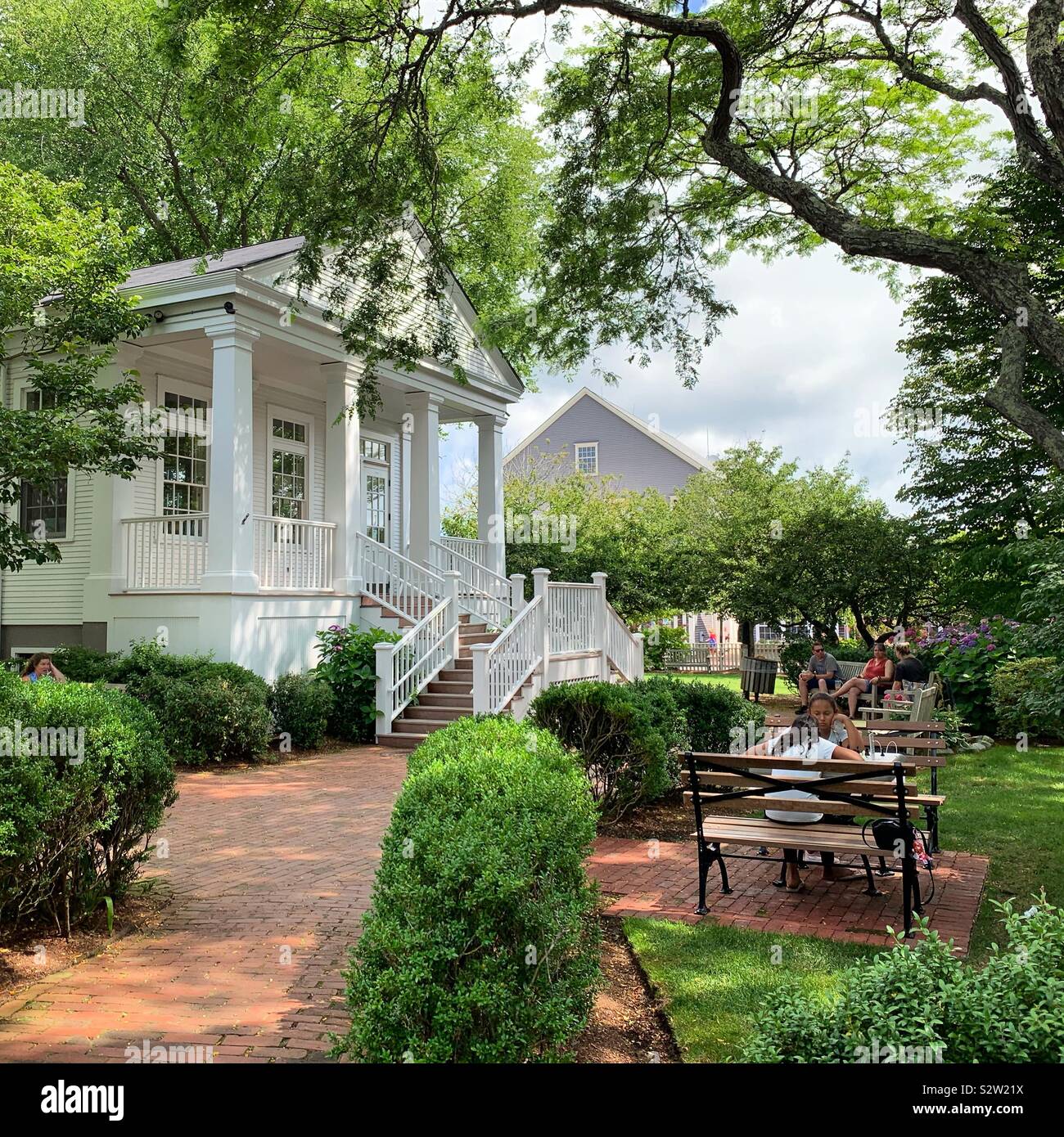 Atheneum Garden, Nantucket Atheneum, Nantucket, Massachusetts, United States - Smartphone Captured Stock Image