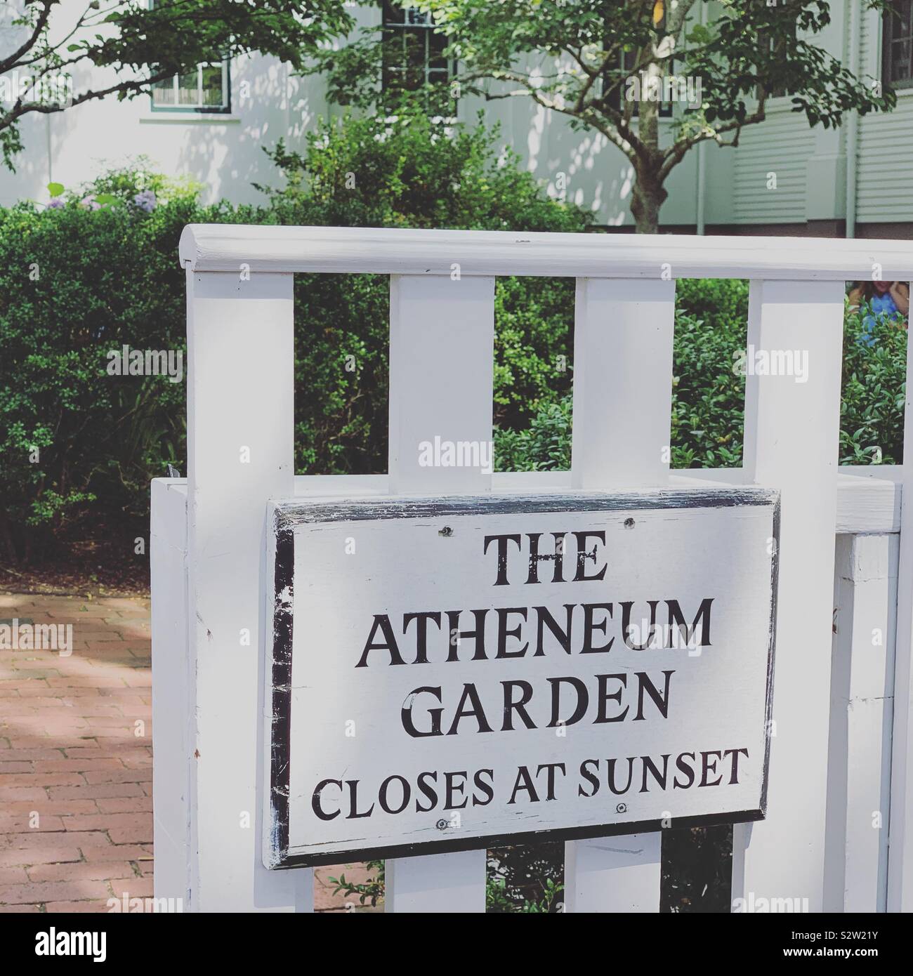 Gate, Atheneum Garden, Nantucket Atheneum, Nantucket, Massachusetts, United States - Smartphone Captured Stock Image