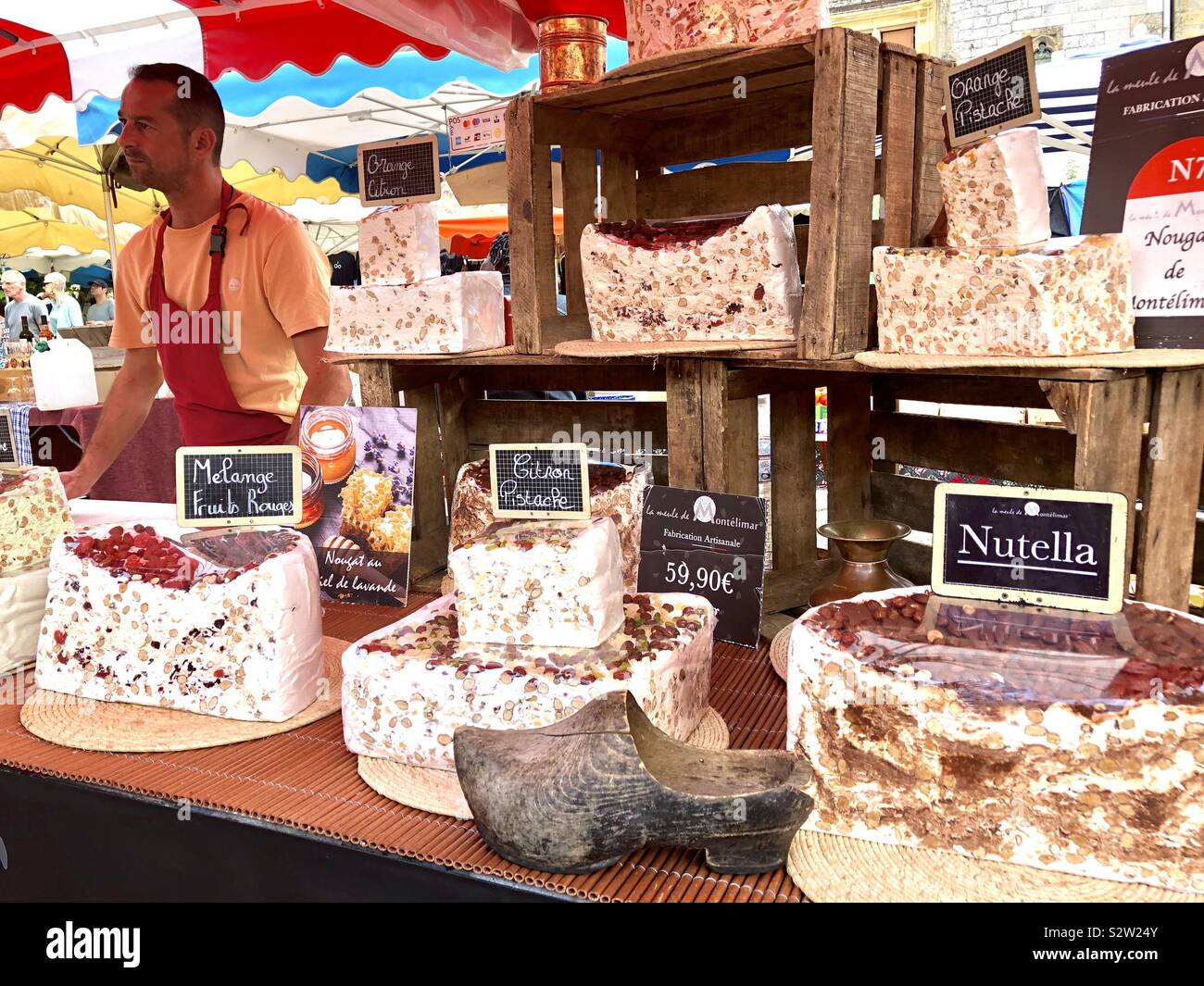 Market stall selling locally produced nougat - Smartphone Captured Stock Image