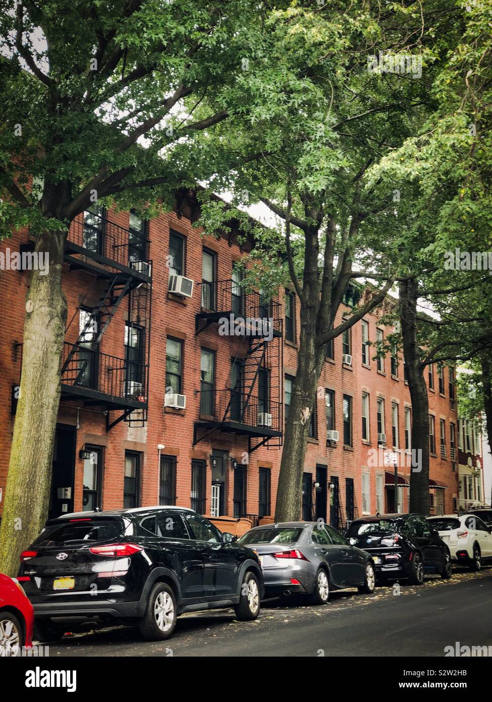 Townhouses in Windsor Terraces- South Park Slope Classic view of a Brooklyn side street - Smartphone Captured Stock Image