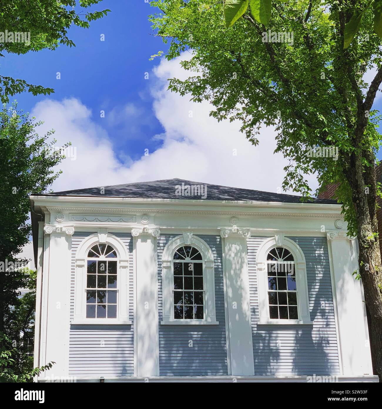 Windows in a building on Nantucket, Massachusetts, United States - Smartphone Captured Stock Image