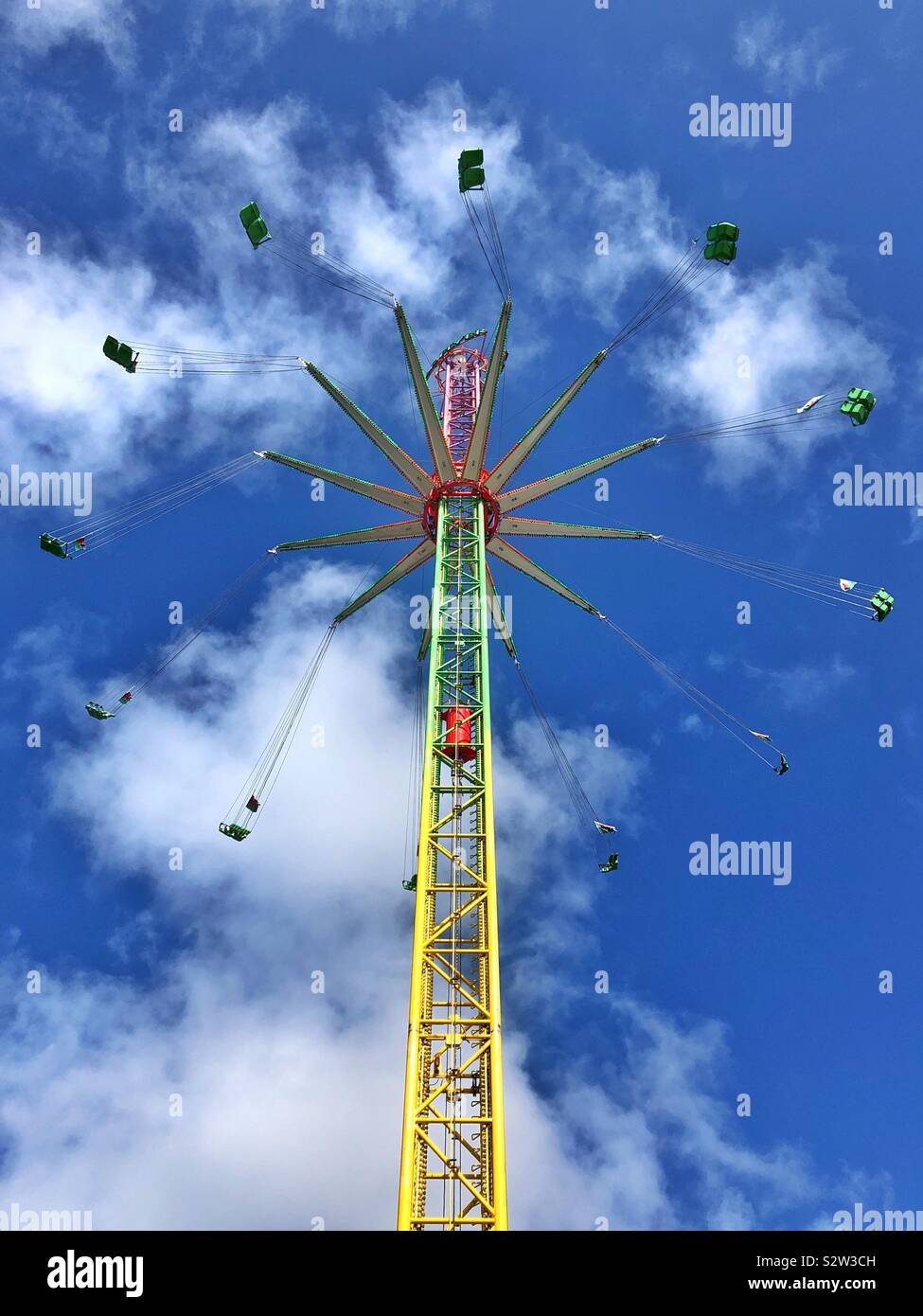 Star Flyer ride at Barry Island Pleasure Park, August 2019 - Smartphone Captured Stock Image