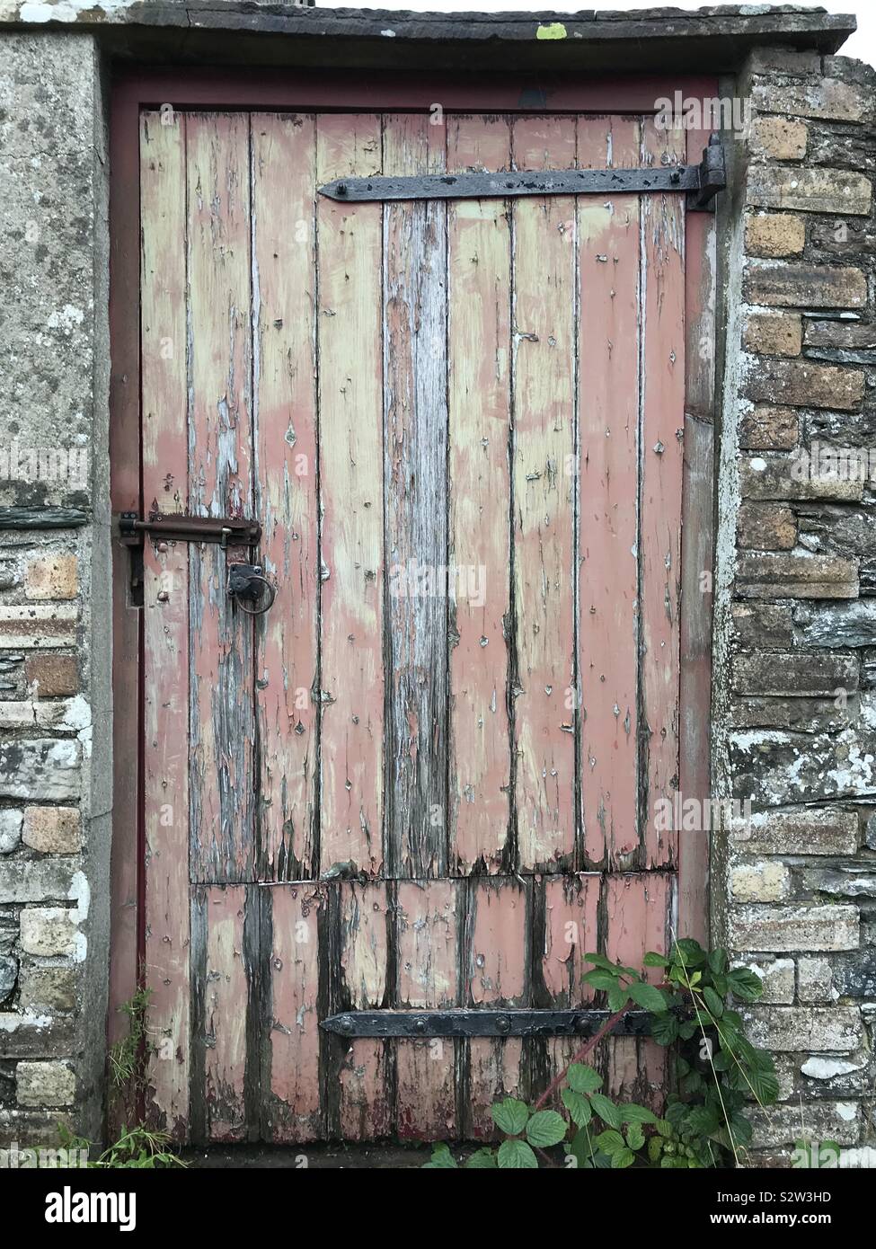 Old door with peeling paint Stock Photo