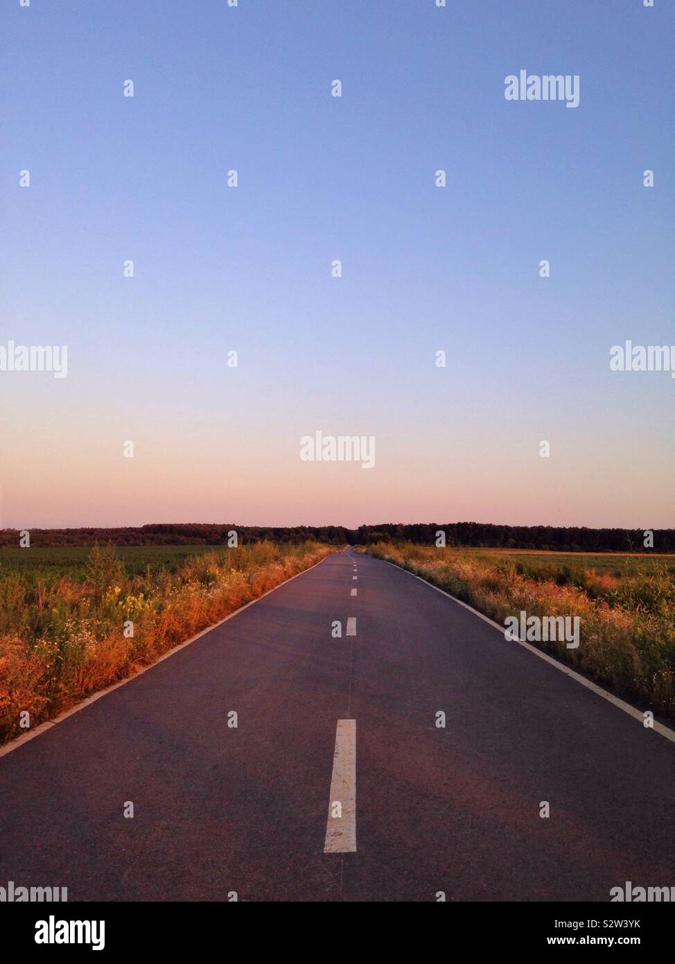 Empty road in the countryside, Timis, Romania - Smartphone Captured Stock Image