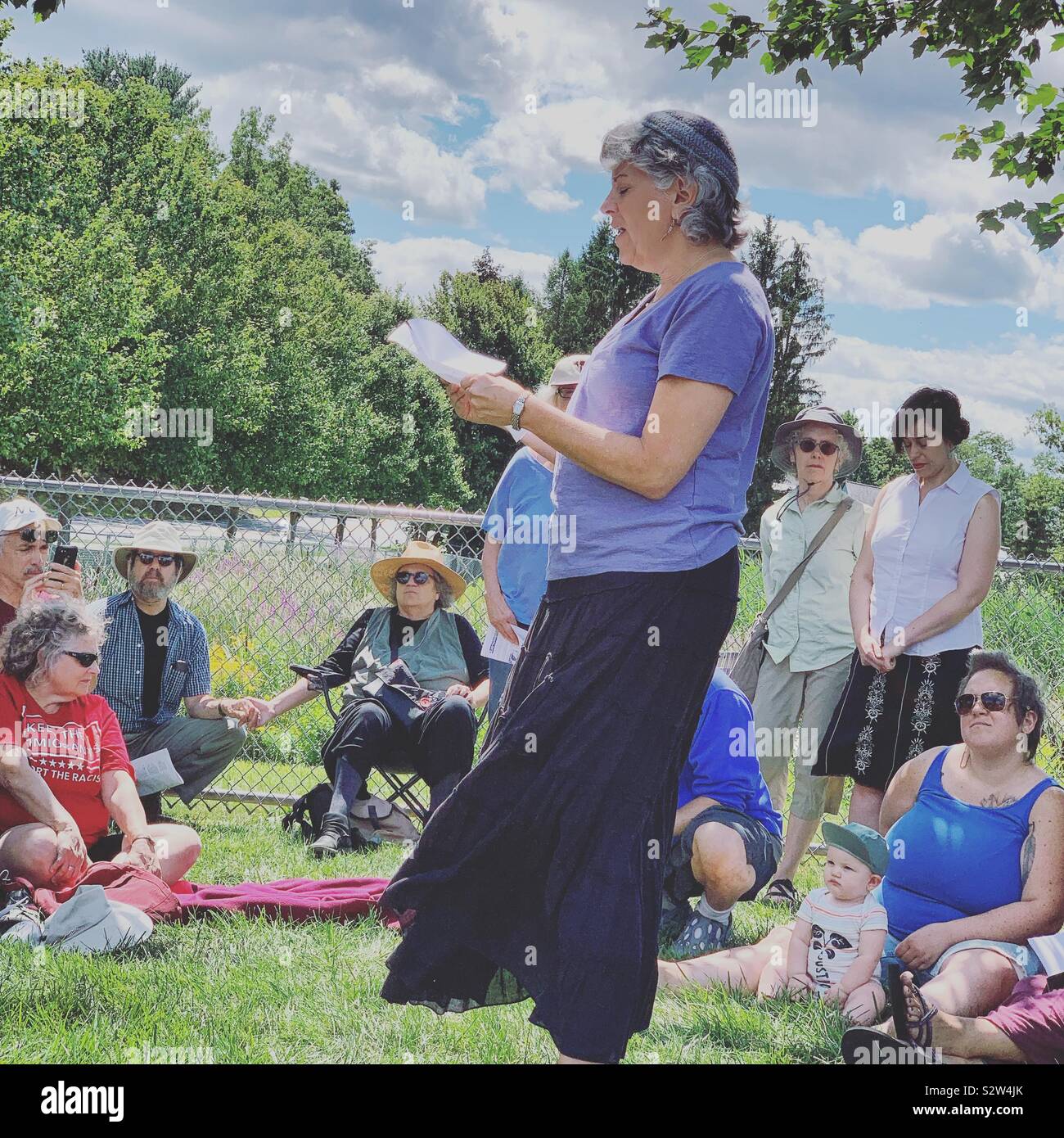 Tisha B'Av Vigil & Laments at ICE detention center in Greenfield, Massachusetts, United States, August 11, 2019 Stock Photo