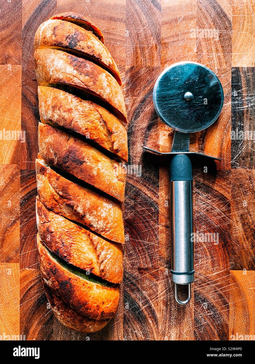 Garlic and parsley butter baguette - Smartphone Captured Stock Image