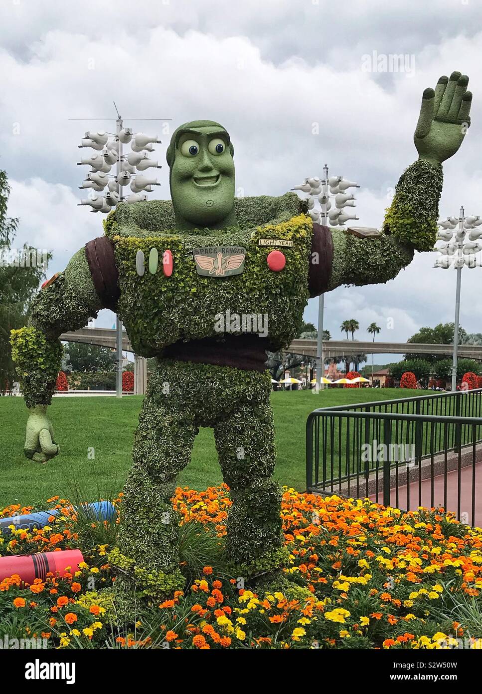 Epcot Flower and Garden Festival 2019 - Buzz Lightyear From Toy Story Topiary - Orlando Florida USA Stock Photo