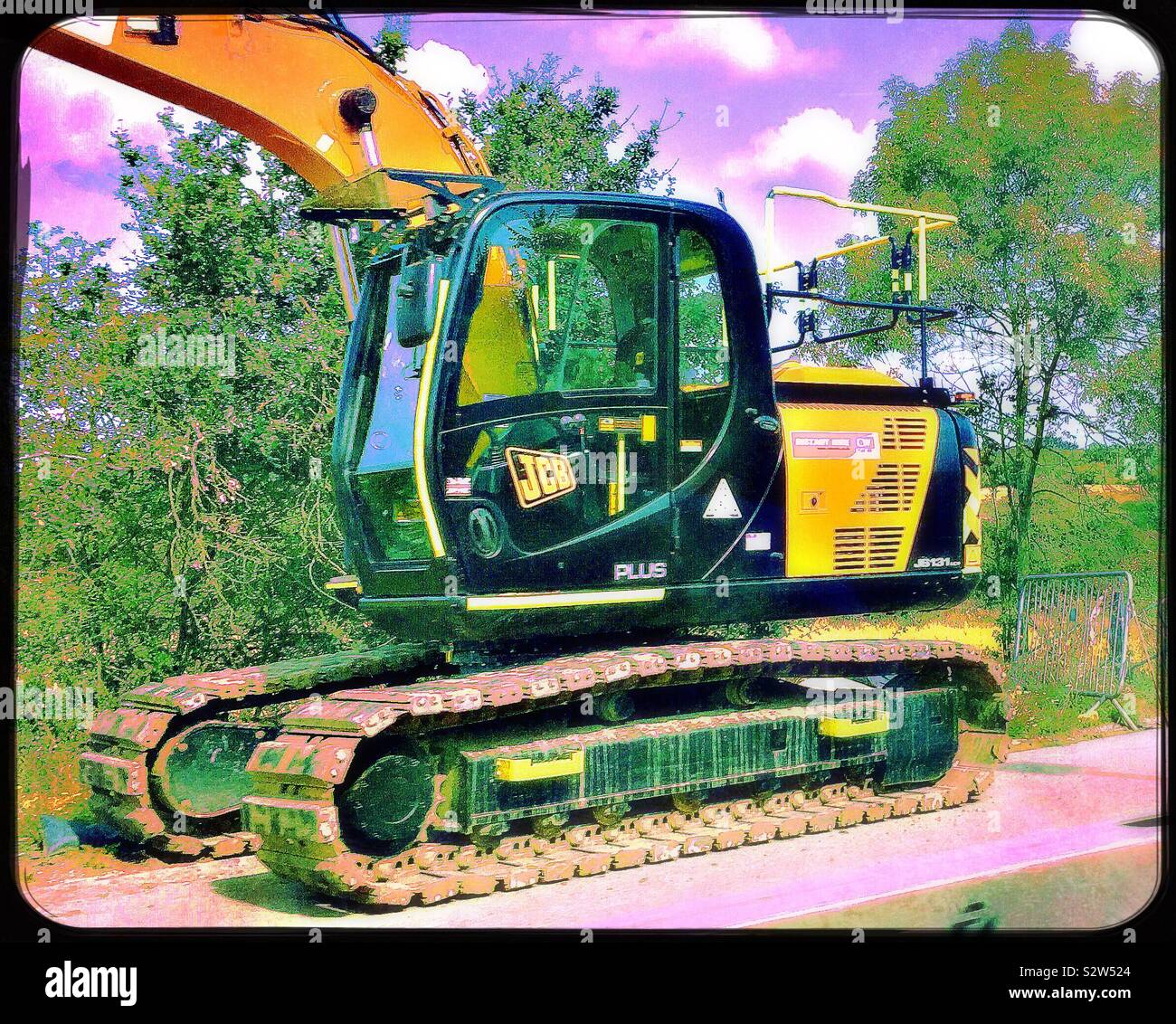 Heavy machinery vehicle with caterpillar tracks Stock Photo