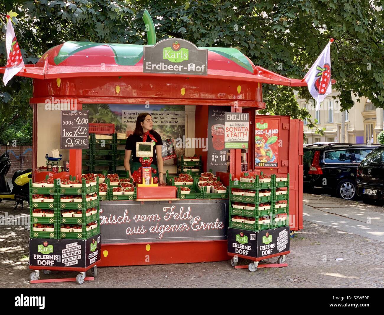 Strawberries kiosk Berlin - Smartphone Captured Stock Image