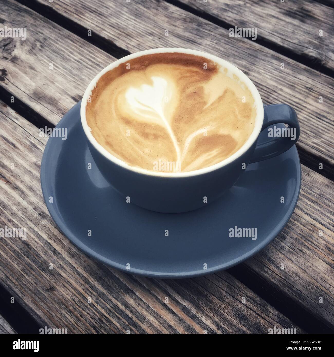 Cup of Latte coffee, Devon, England, United Kingdom. - Smartphone Captured Stock Image