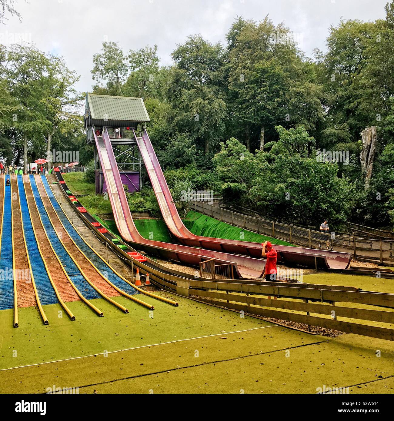 The avalanche ride at Woodlands Theme Park, Totnes, Devon, England, United Kingdom. - Smartphone Captured Stock Image