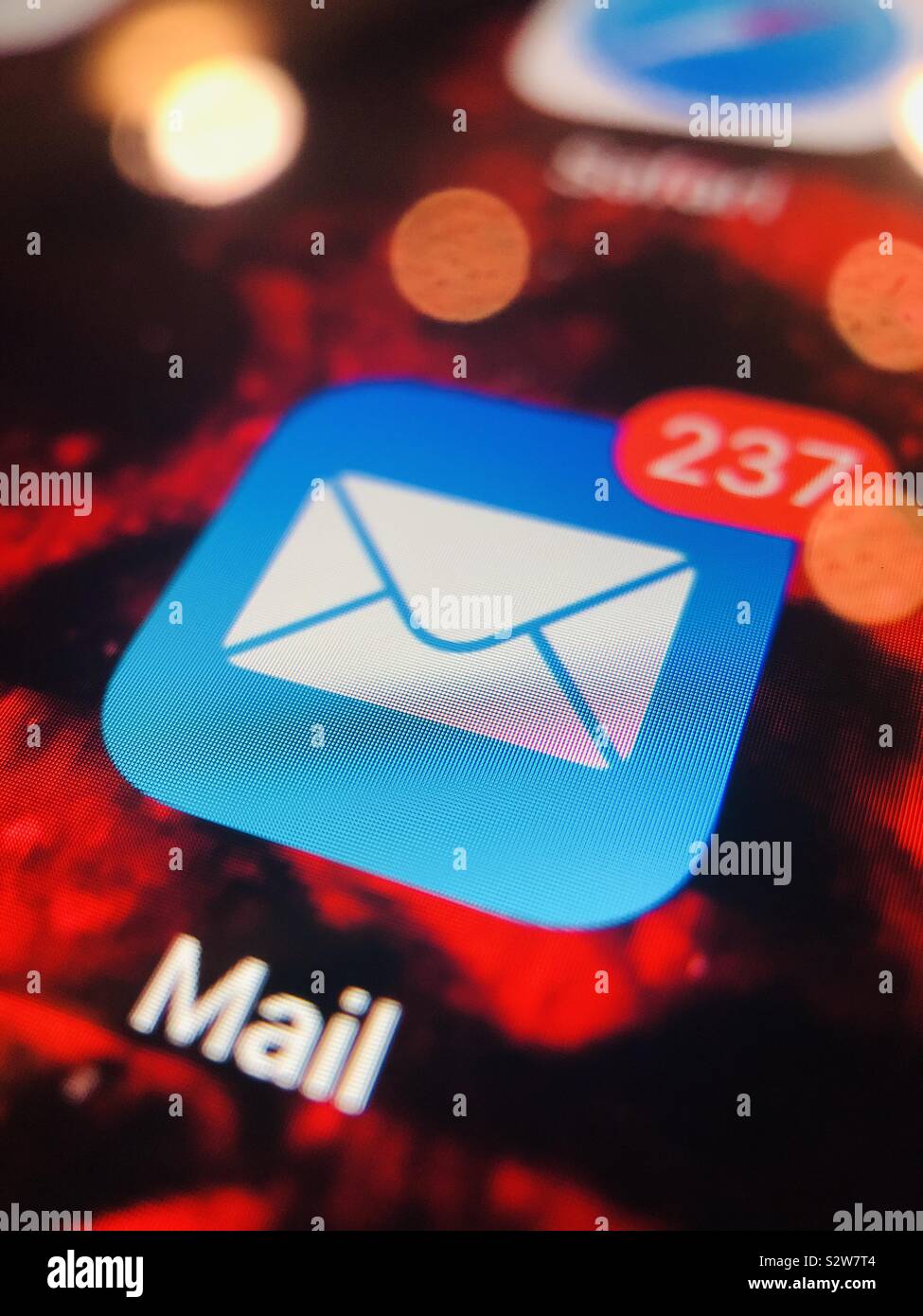 E-Mail icon on mobile phone - Smartphone Captured Stock Image