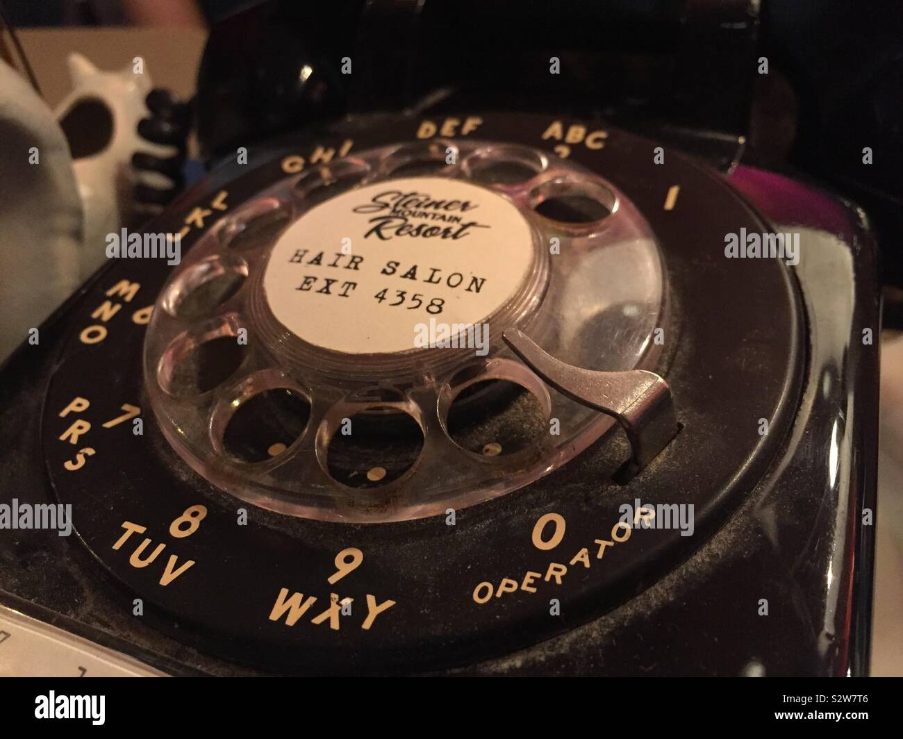 Close up of the rotary phone dial prop from the Amazon prime television show the marvelous Mrs. Maisel, USA - Smartphone Captured Stock Image