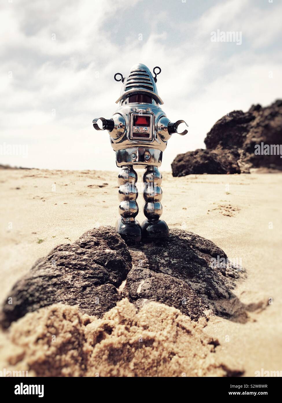 Robot on unknown planet - Smartphone Captured Stock Image