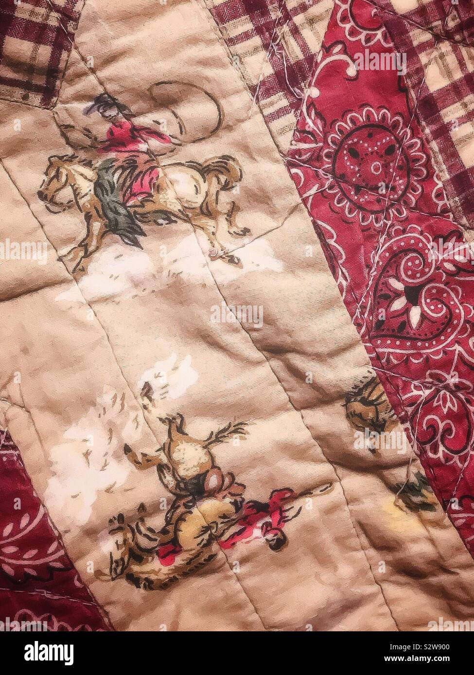 Closeup of cowboy comforter Stock Photo