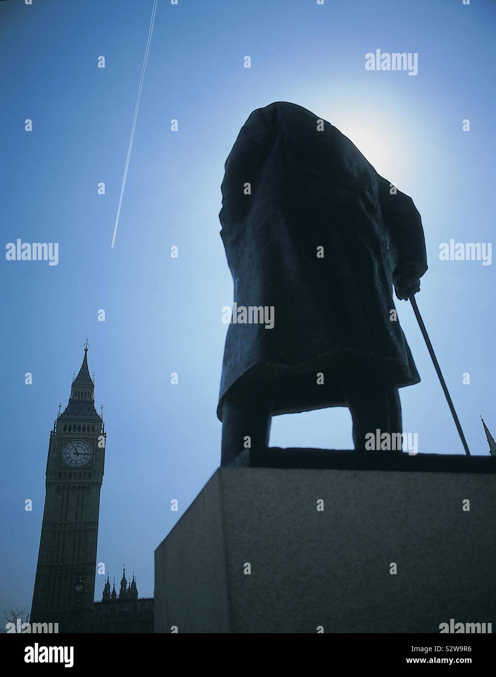 Statue Winston Churchill Parliment square London, - Smartphone Captured Stock Image