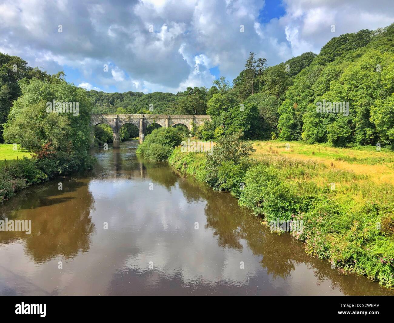 Beam aqueduct carrying the Rolle Canal over the river Torridge, North Devon. - Smartphone Captured Stock Image