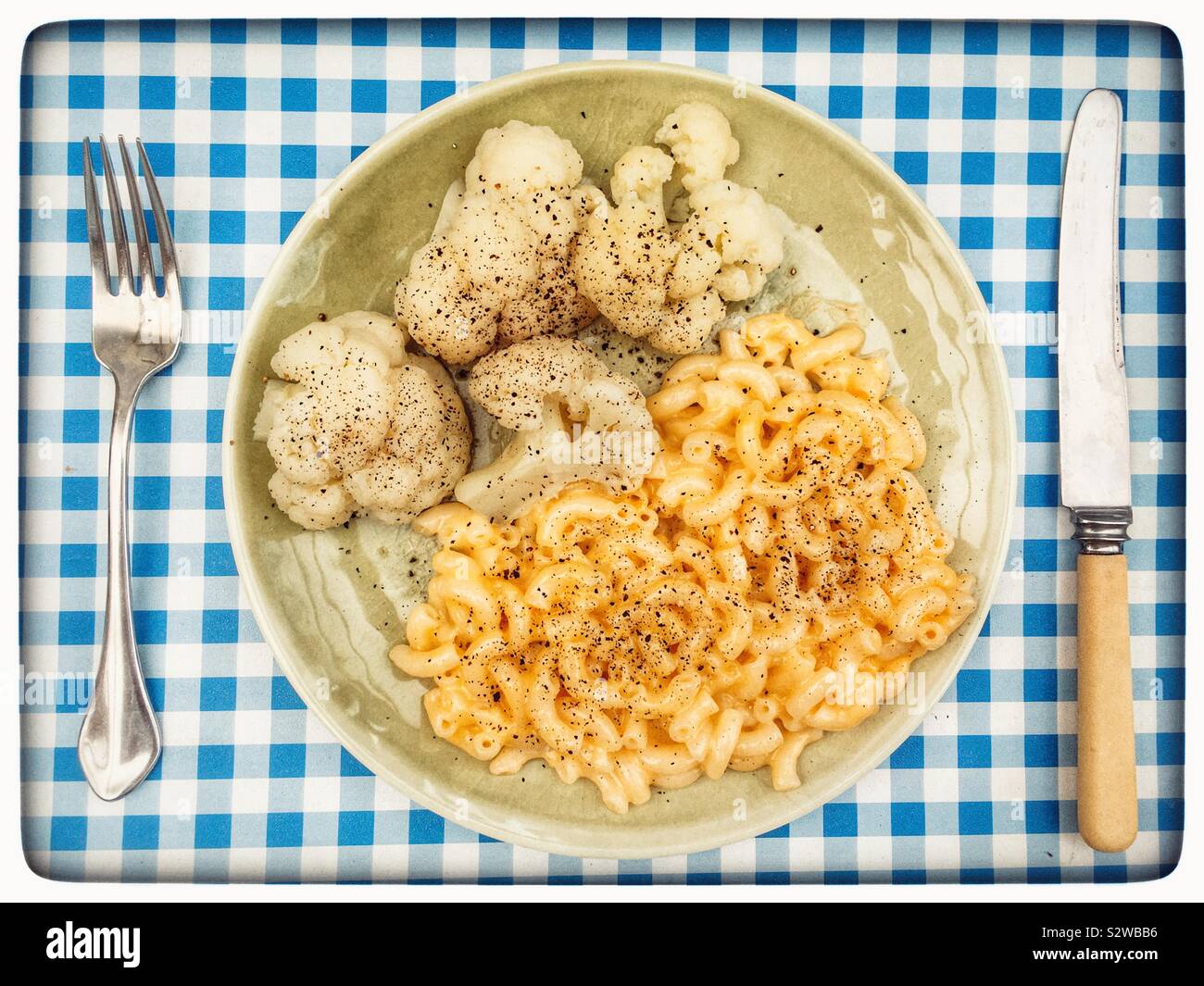 Macaroni cheese and cauliflower - Smartphone Captured Stock Image
