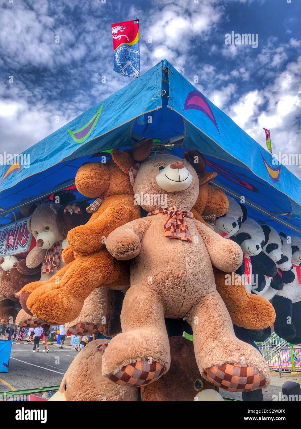 Teddy bears to be won at the Canadian National Exhibition in Toronto, Ontario. - Smartphone Captured Stock Image