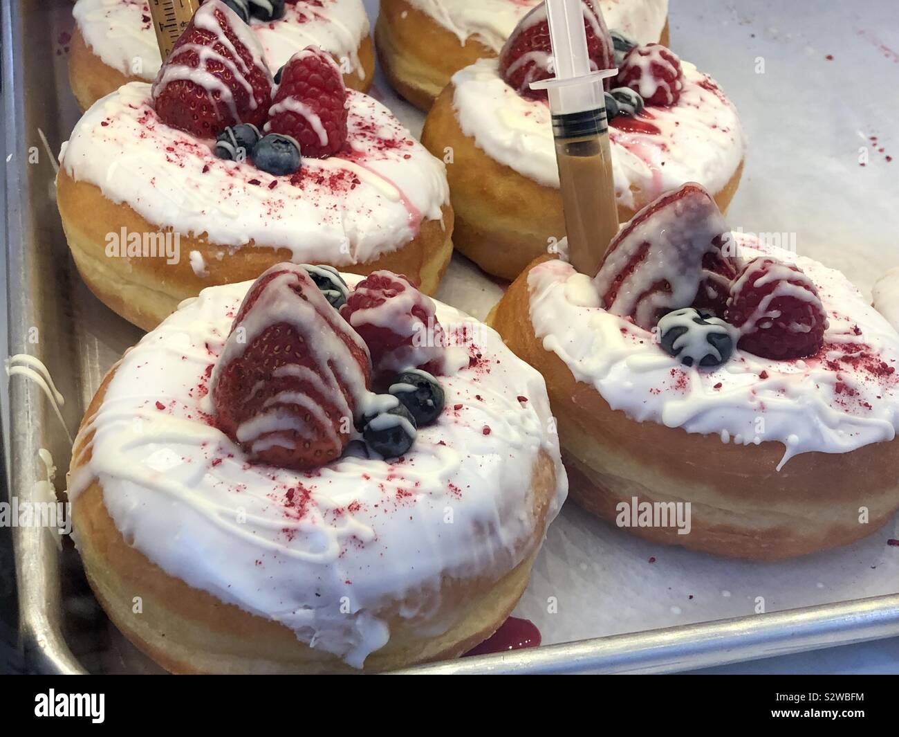Strawberry Giant donut . Stock Photo