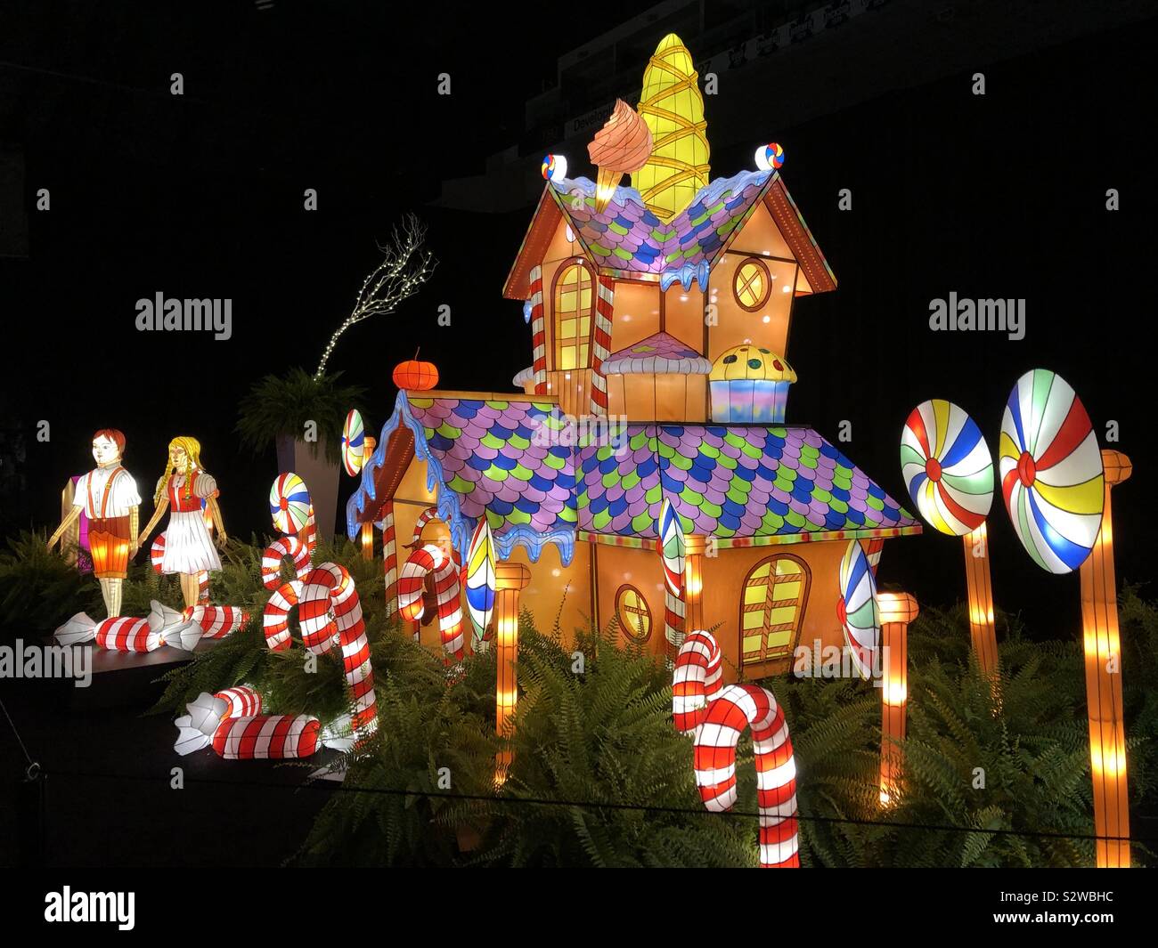 A Hansel and Gretel lantern display. - Smartphone Captured Stock Image