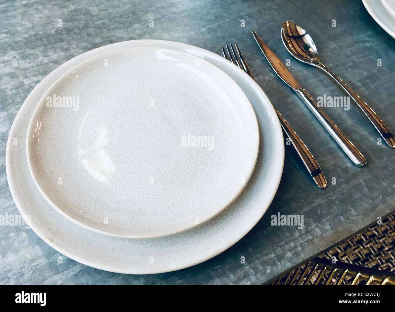 Place setting at a dinner table - Smartphone Captured Stock Image