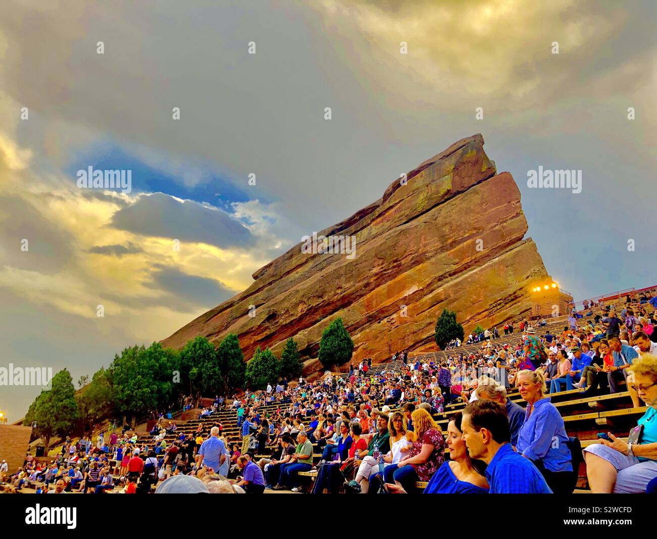 The crowd at a Red Rocks Amphitheater Colorado Stock Photo