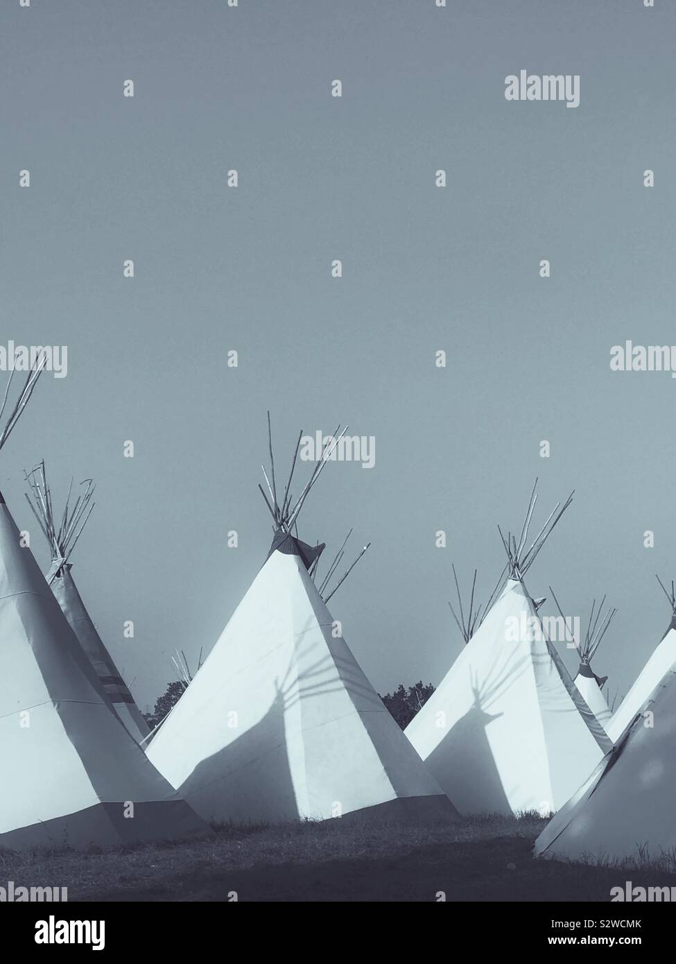 Wigwams/Teepees at the Glastonbury Festival 2019 Stock Photo