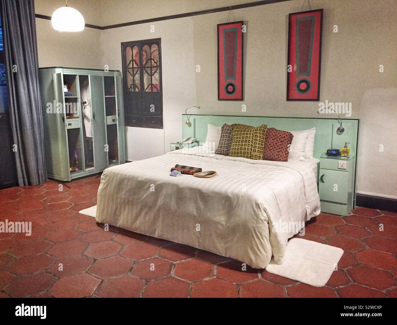 The distinctive furniture in the '50's' room at Cheong Fatt Tze (aka The Blue Mansion), a late 19th century Chinese mansion  restored and now a boutique hotel, George Town, Penang, Malaysia Stock Photo