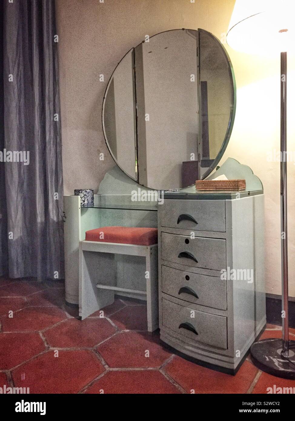 The distinctive furniture in the '50's' room at Cheong Fatt Tze (aka The Blue Mansion), a late 19th century Chinese mansion  restored and now a boutique hotel, George Town, Penang, Malaysia Stock Photo
