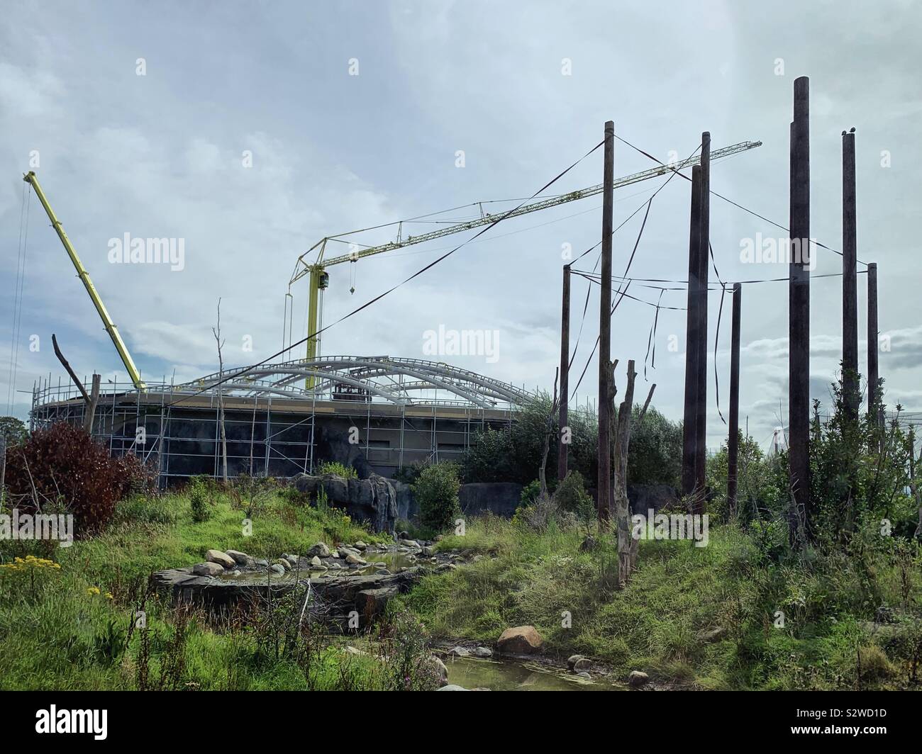 Construction work starts on Chester Zoo monsoon islands - Smartphone Captured Stock Image