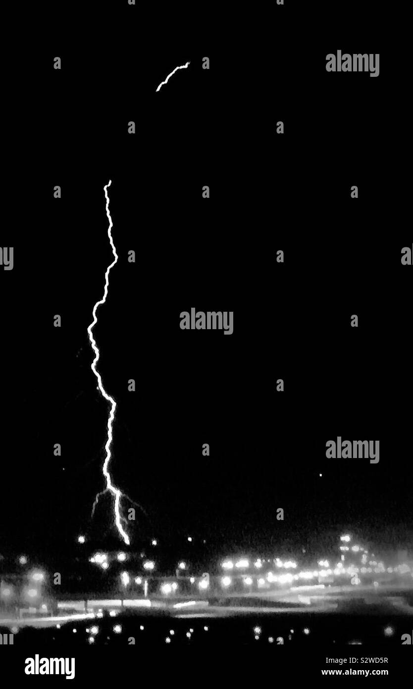 Night photography, lightening - Smartphone Captured Stock Image