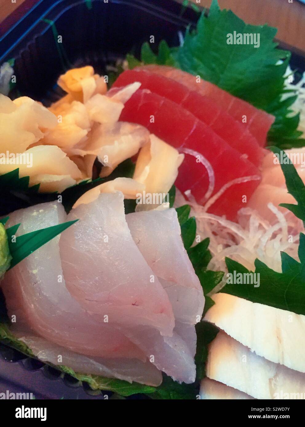 Flat lay image of a Japanese sashimi meal - Smartphone Captured Stock Image