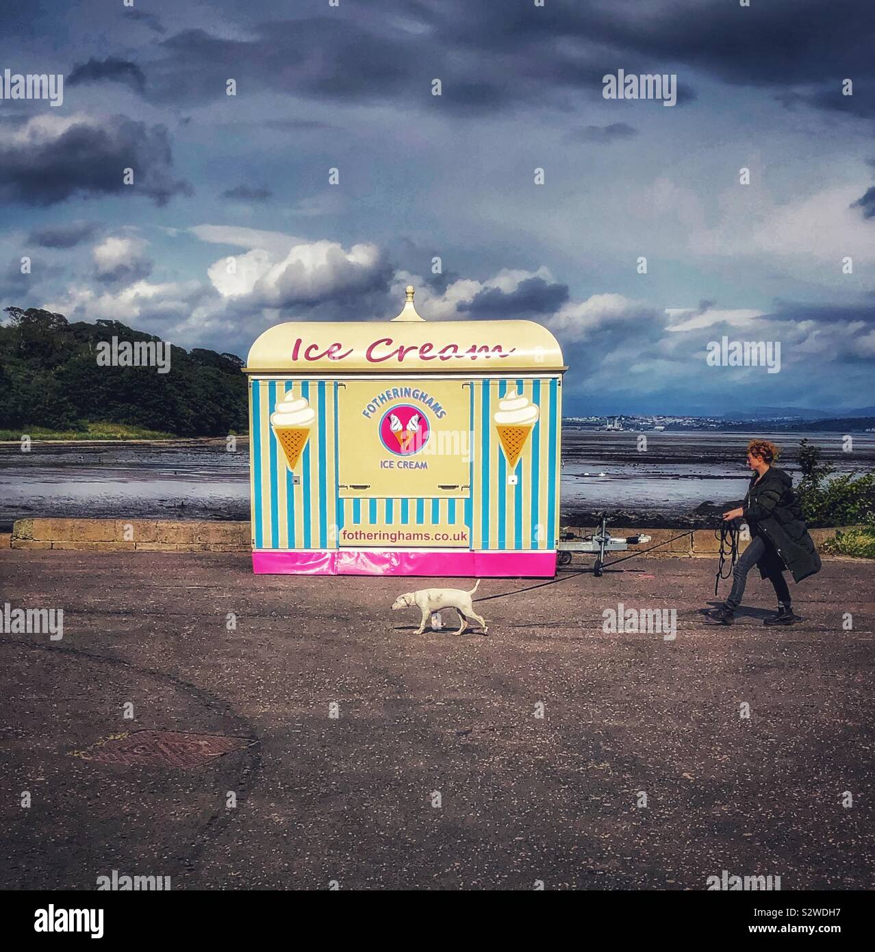 Closed ice cream stall at the seaside - Smartphone Captured Stock Image